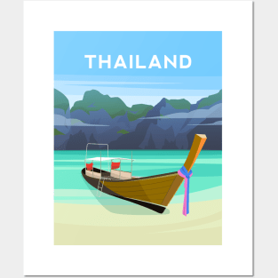 Thailand - Phi Phi Island Fishing Boat Posters and Art